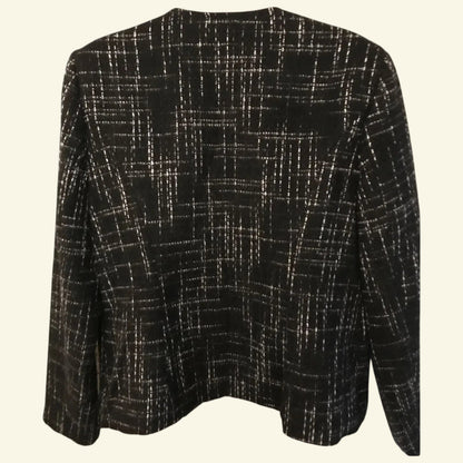 Paul Costelloe Black & White Vintage Zip Wool Blend Jacket UK 16 US 12 EU 44 - Timelessfashions