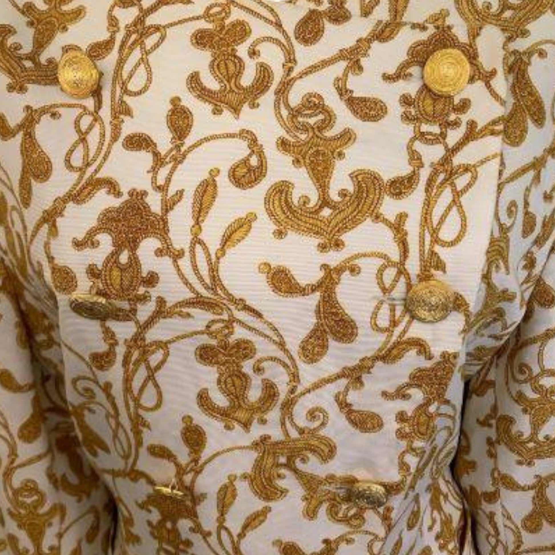 Wolfgang Kaiser Vintage Colette Cream & Gold Cotton Jacket UK 12 US 8 EU 40 - Timelessfashions