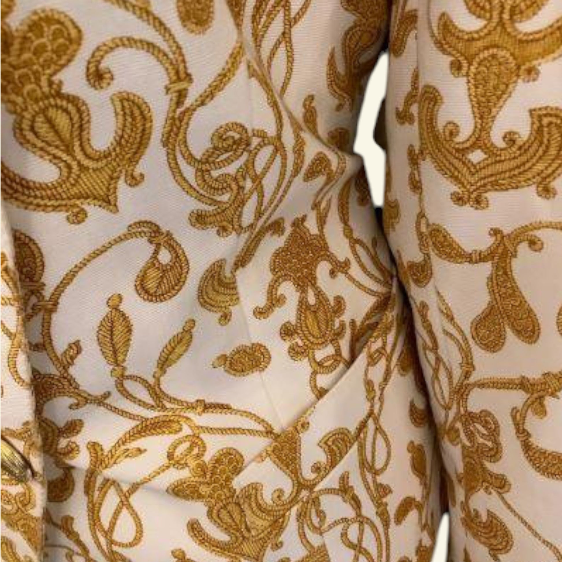 Wolfgang Kaiser Vintage Colette Cream & Gold Cotton Jacket UK 12 US 8 EU 40 - Timelessfashions