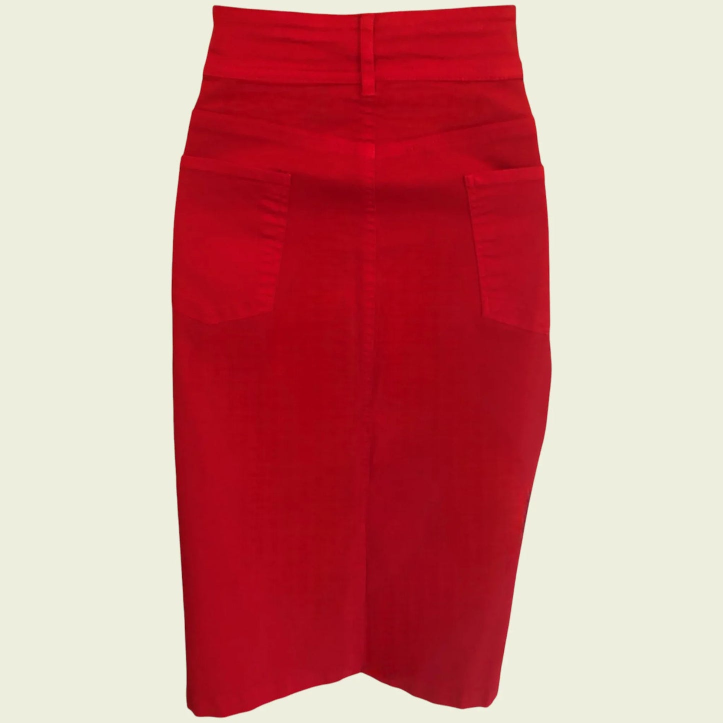 Pomodoro Women's Red Cotton Pencil Skirt UK 16 US 12 EU 44 - Timelessfashions