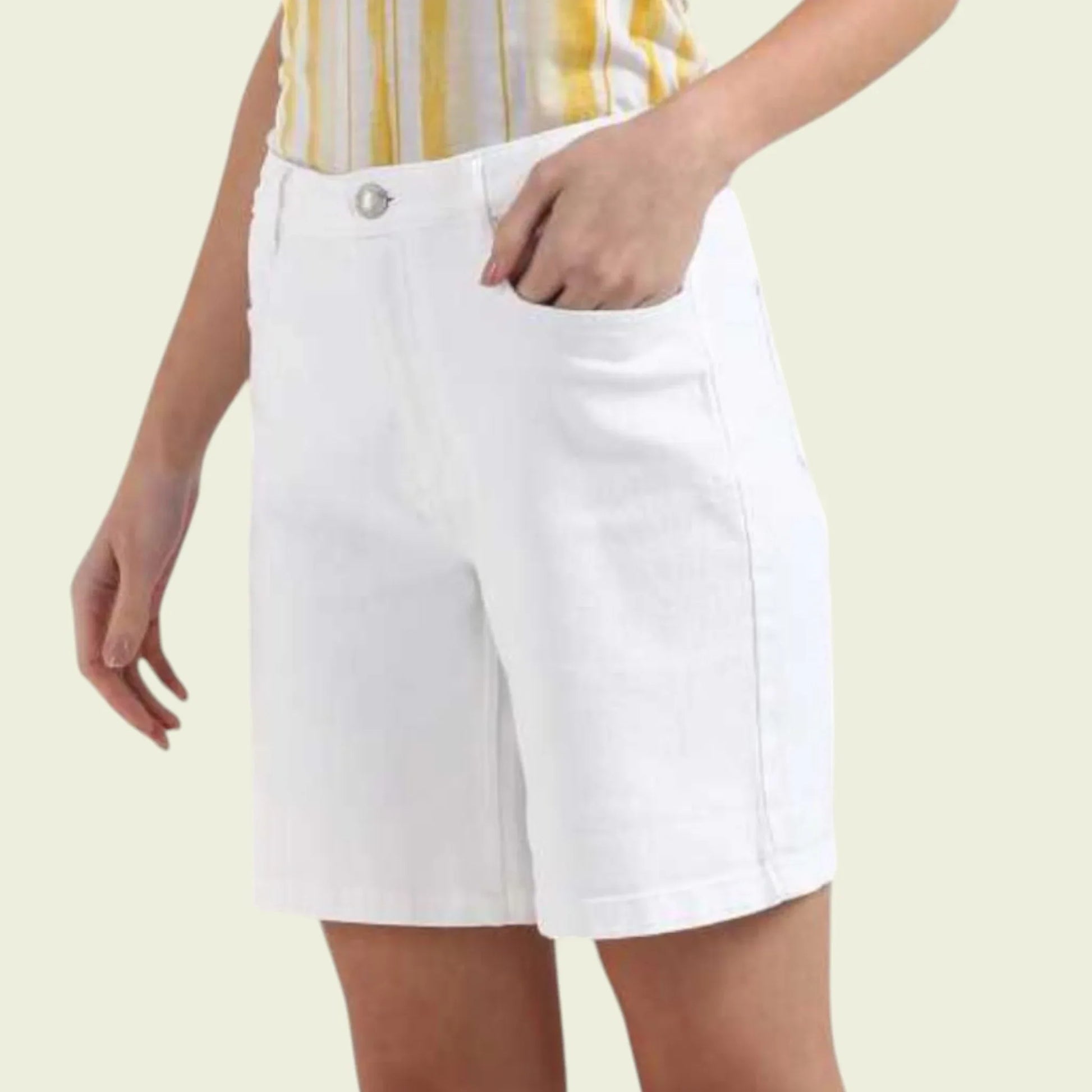 Pomodoro White Stretch Cotton Shorts UK 18 US 14 EU 46 - Timelessfashions