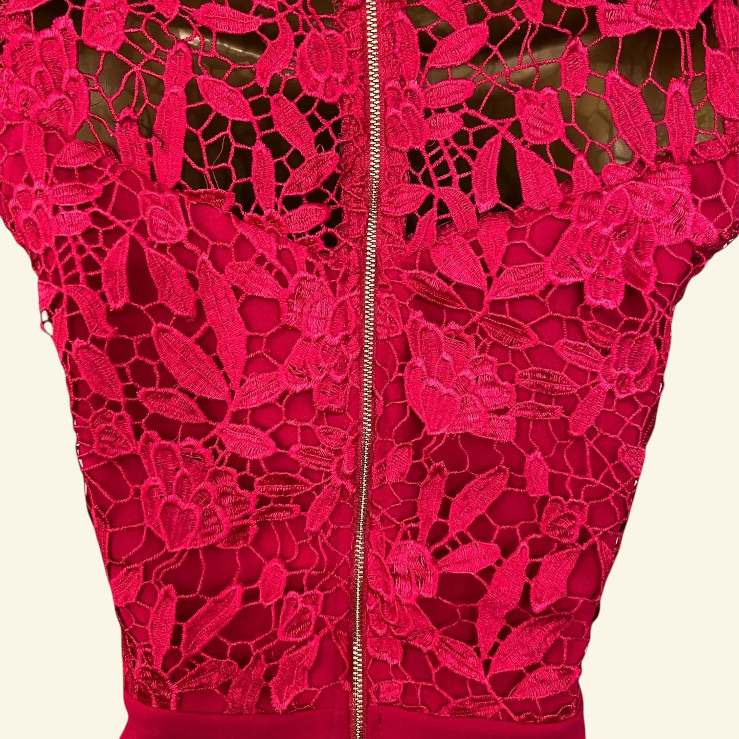 Coast Cerise Pink Crepe, Lace Bodice Pencil Dress UK 10 US 6 EU 38 - Timelessfashions