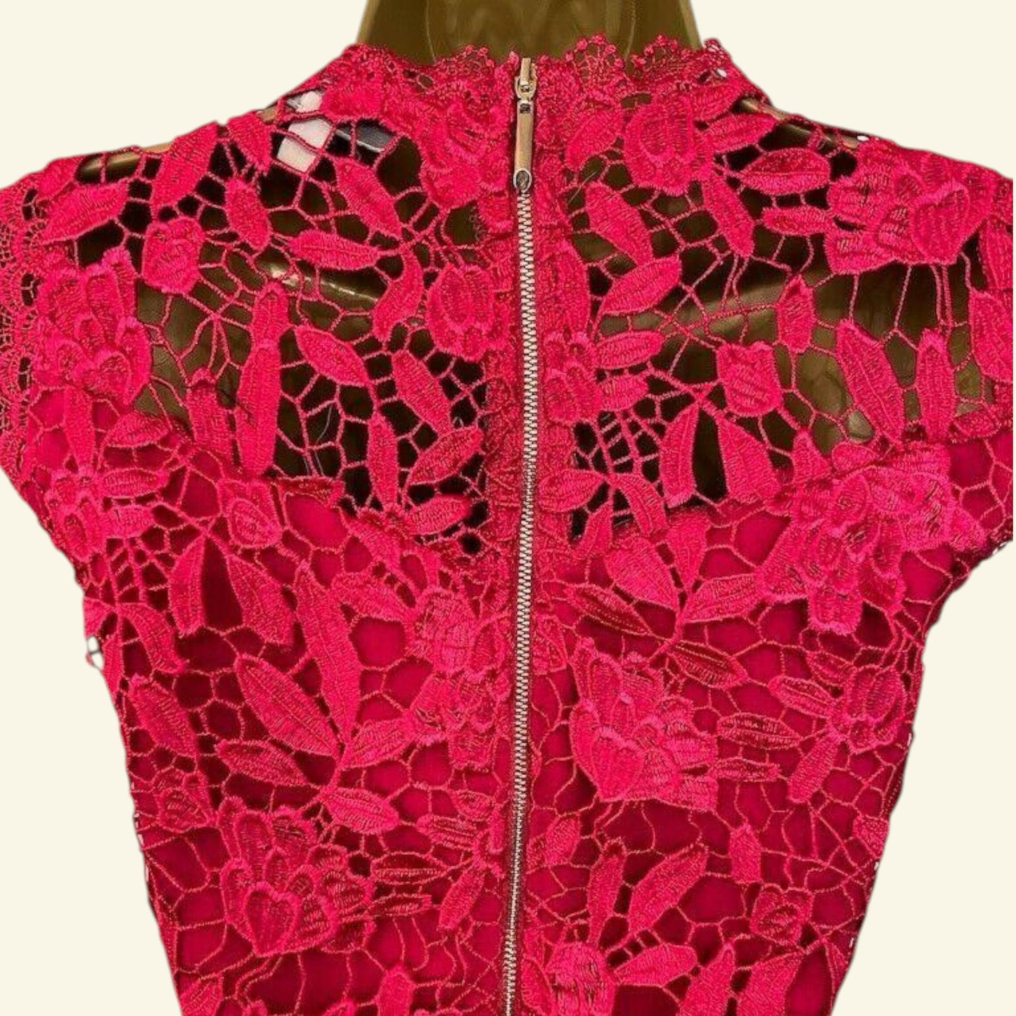 Coast Cerise Pink Crepe, Lace Bodice Pencil Dress UK 10 US 6 EU 38 - Timelessfashions