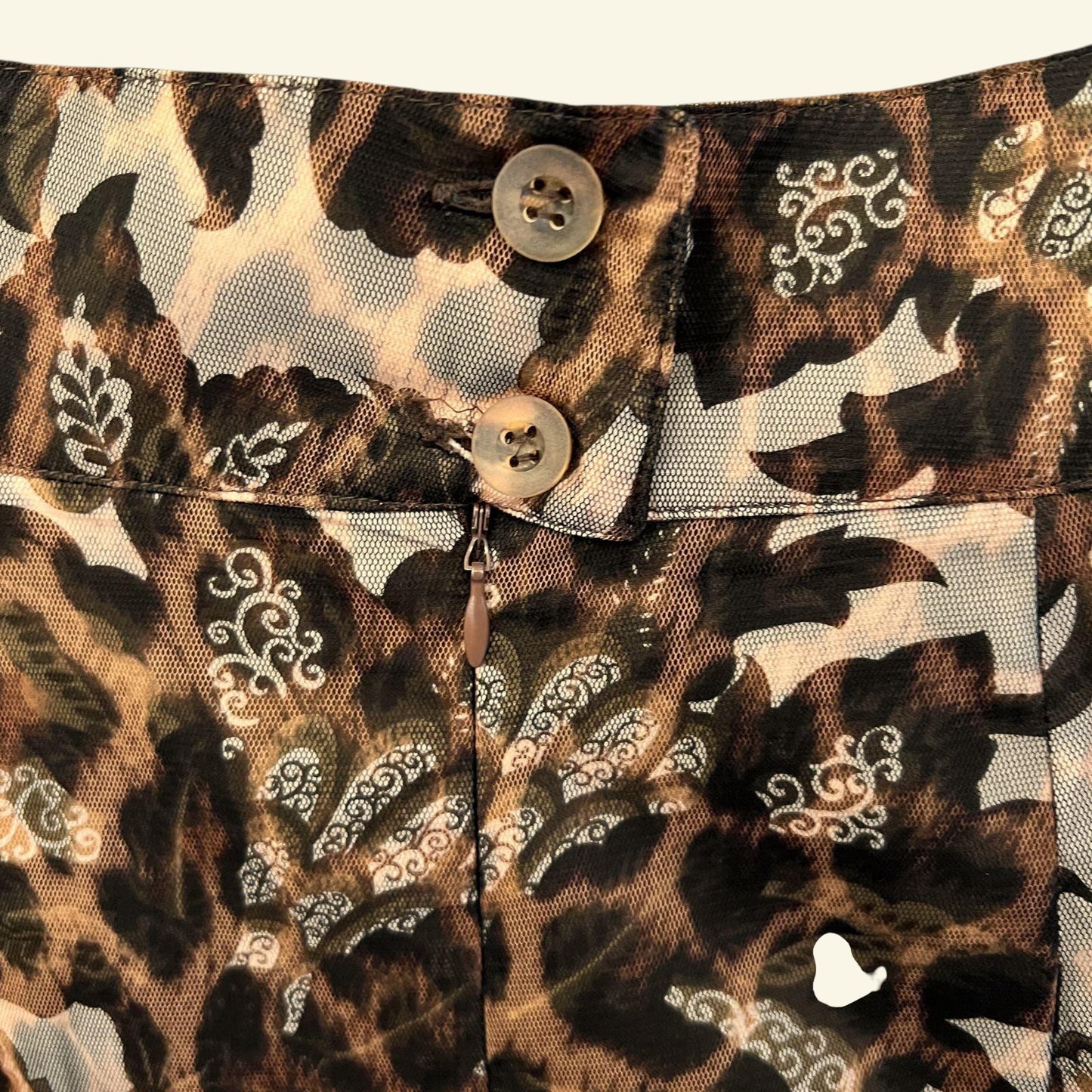 Sportmax Max Mara Vintage Brown Floral Mesh Mini Skirt UK 10 US 6 EU 38 IT 42 - Timelessfashions