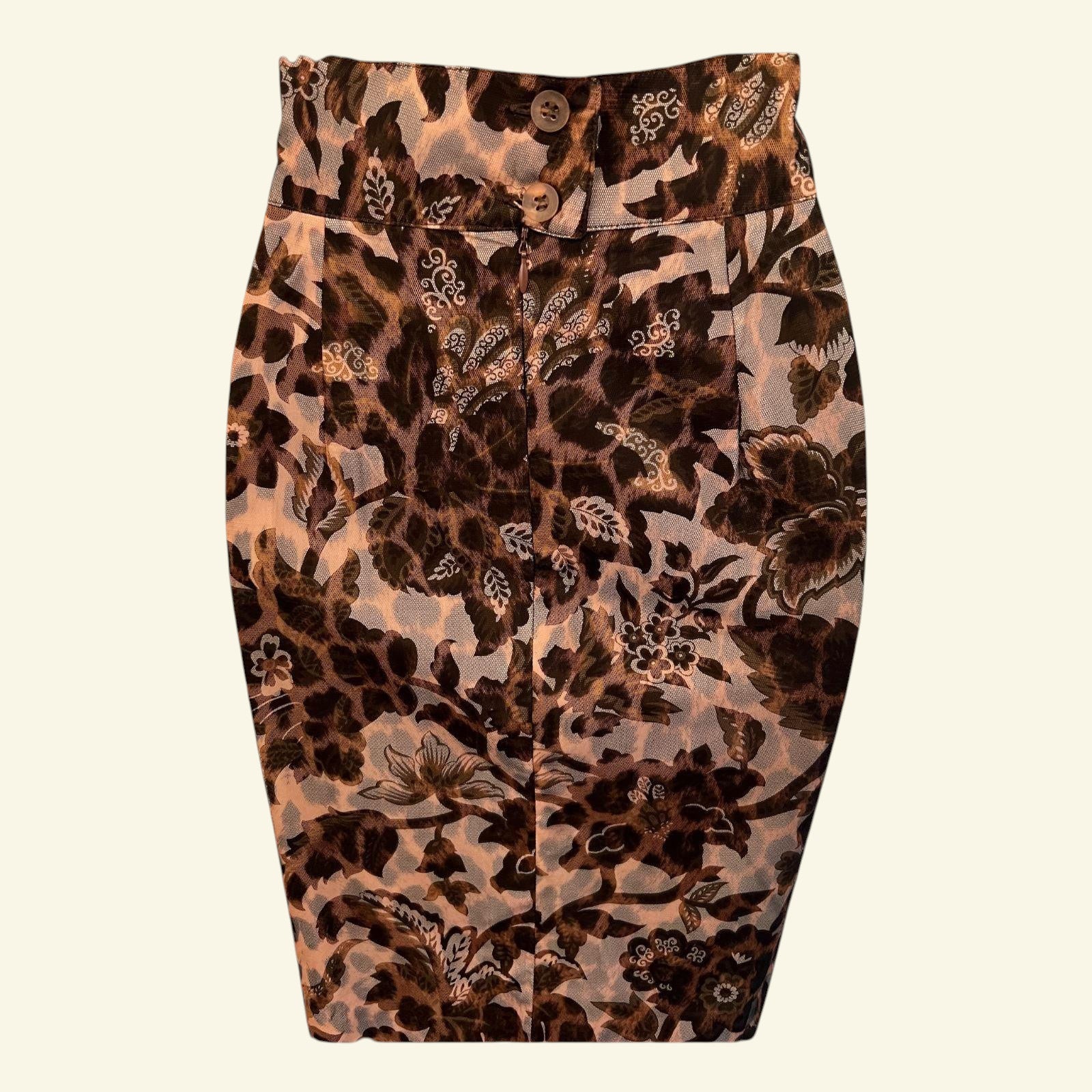 Sportmax Max Mara Vintage Brown Floral Mesh Mini Skirt UK 10 US 6 EU 38 IT 42 - Timelessfashions