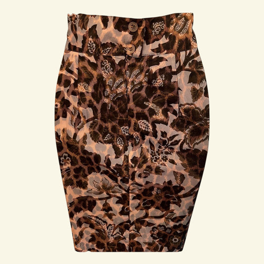 Sportmax Max Mara Vintage Brown Floral Mesh Mini Skirt UK 10 US 6 EU 38 IT 42 - Timelessfashions