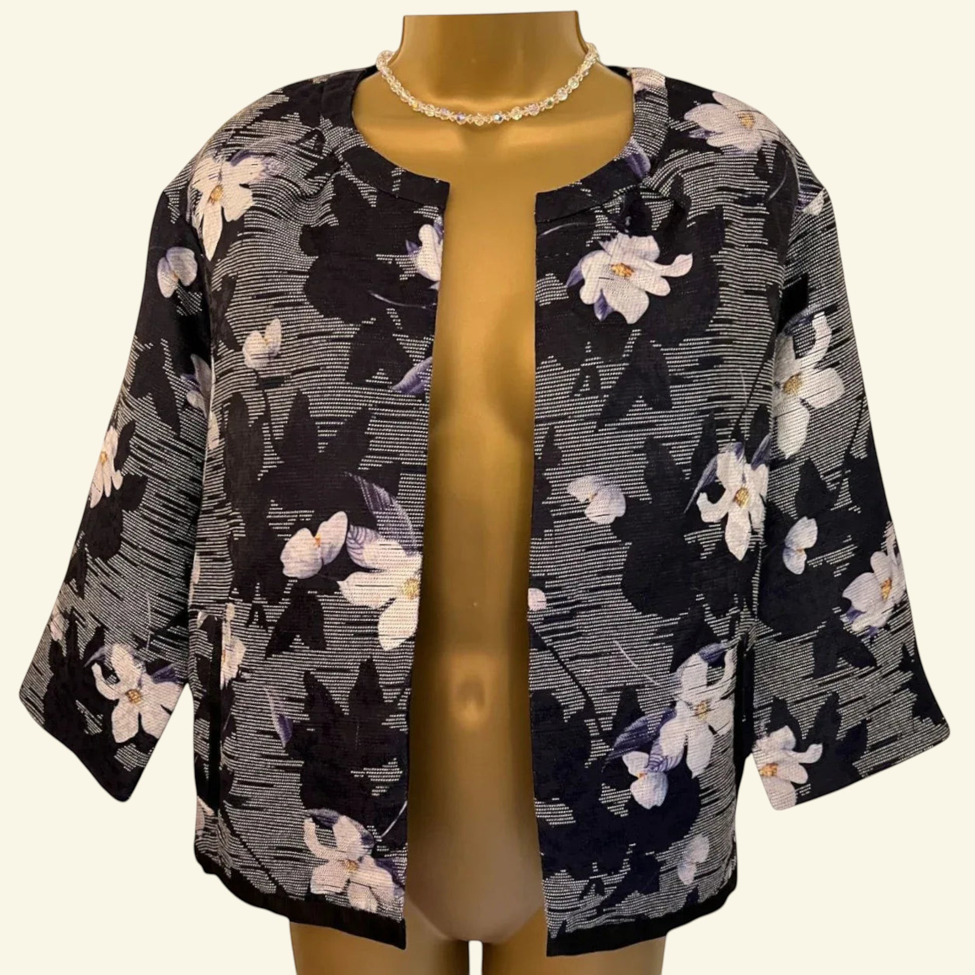 Noa Noa Women's Art Blue Flower Surprise Box Jacket Size 40 UK 14 - Timelessfashions