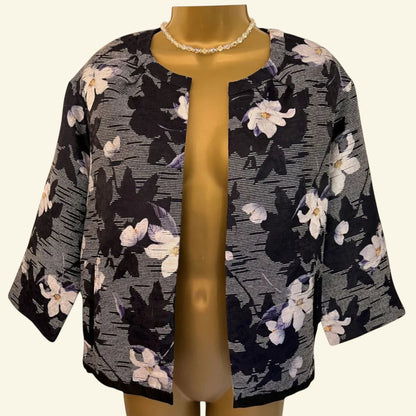 Noa Noa Women's Art Blue Flower Surprise Box Jacket Size 40 UK 14 - Timelessfashions