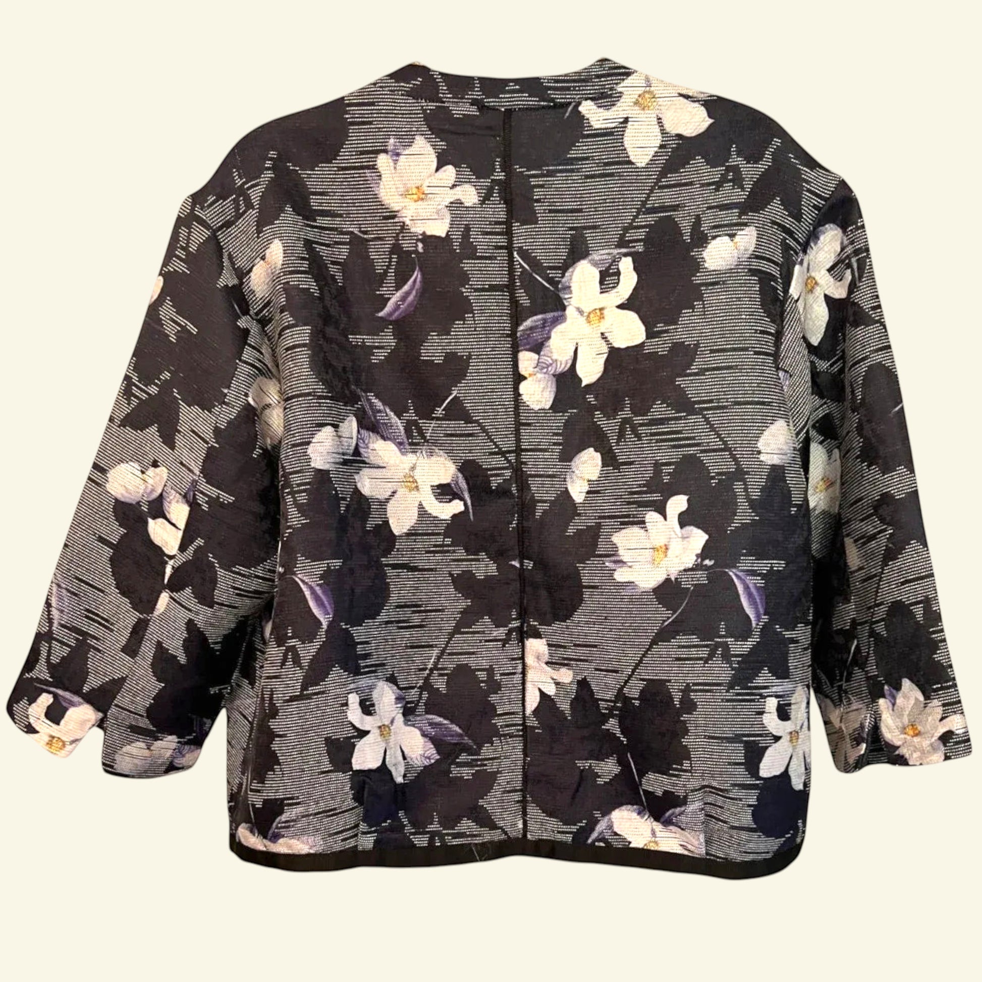 Noa Noa Women's Art Blue Flower Surprise Box Jacket Size 40 UK 14 - Timelessfashions