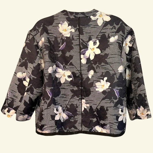 Noa Noa Women's Art Blue Flower Surprise Box Jacket Size 40 UK 14 - Timelessfashions