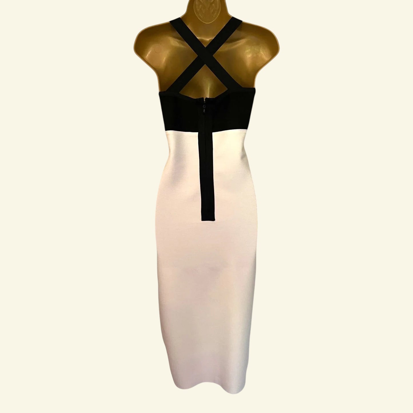 Coast Black & White Front Split Crossover Back Bodycon Dress UK 10/12 EU 38/40 - Timelessfashions