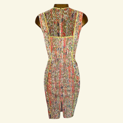 WHISTLES Florette MultiColoured Lace Sleeveless Summer Dress UK 8 US 4 EU 36 - Timelessfashions