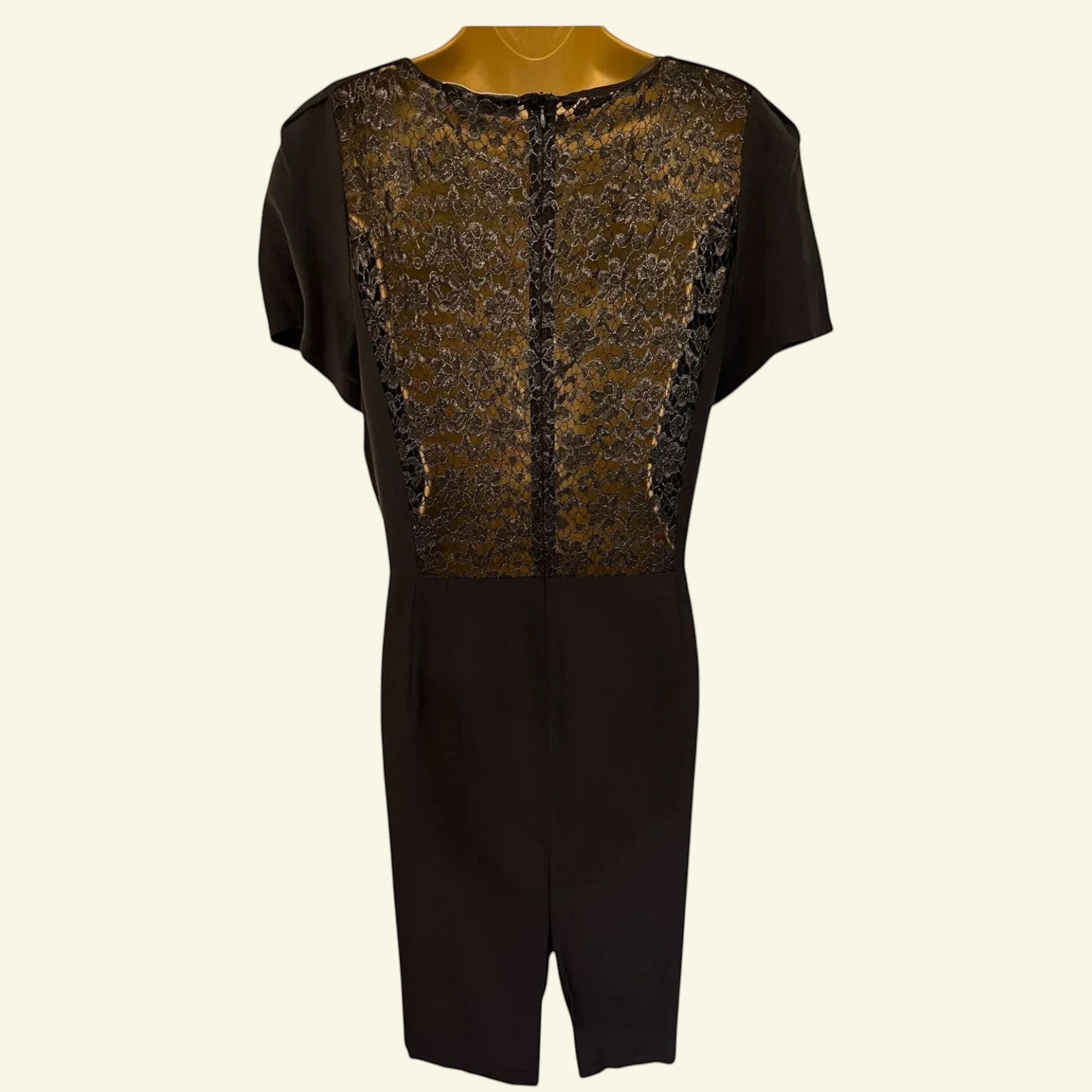 Gerard Darel Black Lace Short Sleeve Pencil Dress UK 16 US 12 EU 44 - Timelessfashions