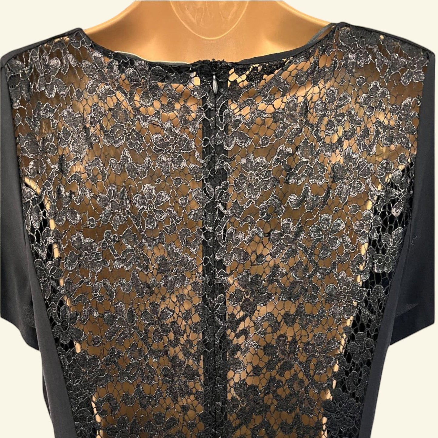 Gerard Darel Black Lace Short Sleeve Pencil Dress UK 16 US 12 EU 44 - Timelessfashions