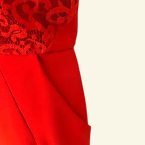 Whistles Red Lace Detail Sleeveless Occasion Dress UK 8 US 4 EU 36 - Timelessfashions