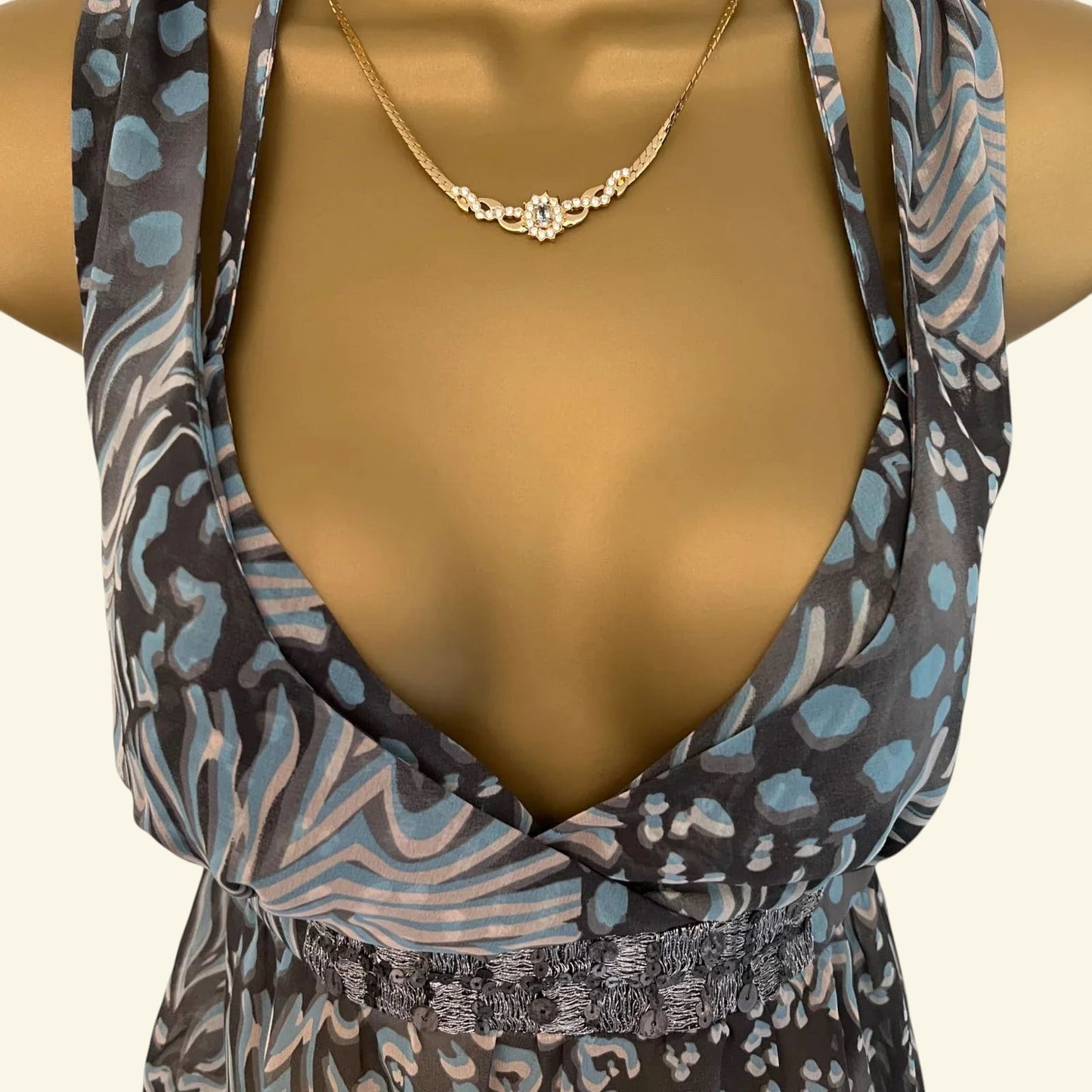 Phard Blue & Grey Chiffon Cami Top Size M Approx UK 8/10 US 4/6 EU 36/38 - Timelessfashions
