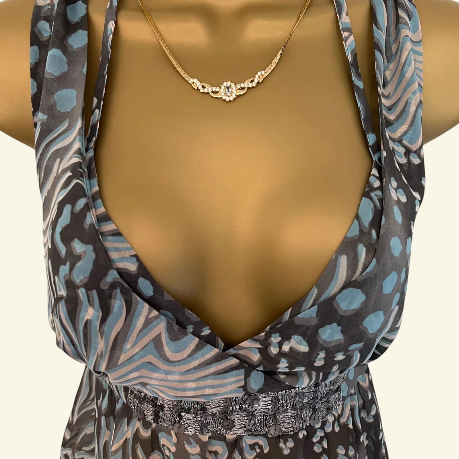 Phard Blue & Grey Chiffon Cami Top Size M Approx UK 8/10 US 4/6 EU 36/38 - Timelessfashions