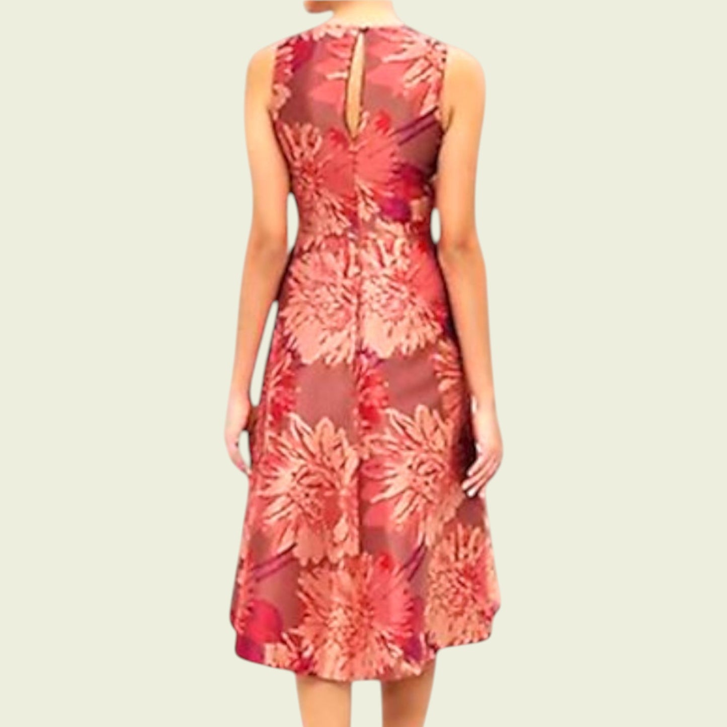 Red floral dress on a plain background