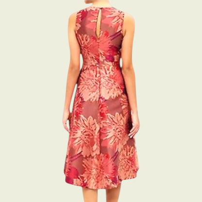 Red floral dress on a plain background