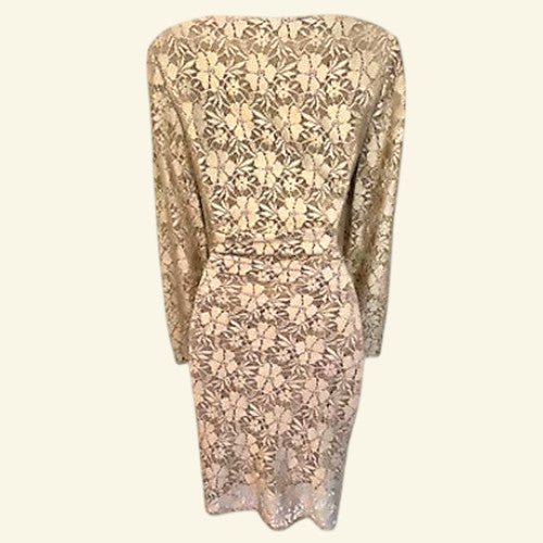 Reiss Donatella Champagne Lace Bodycon Dress UK 10 - Timelessfashions