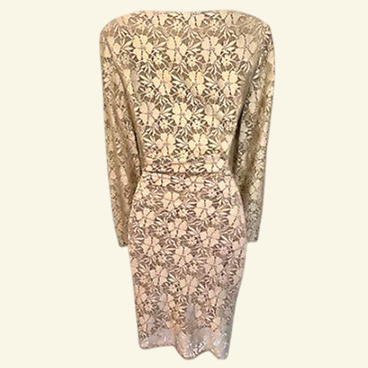 Reiss Donatella Champagne Lace Bodycon Dress UK 10 - Timelessfashions
