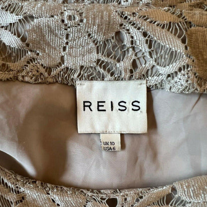 Reiss Donatella Champagne Lace Bodycon Dress UK 10 - Timelessfashions
