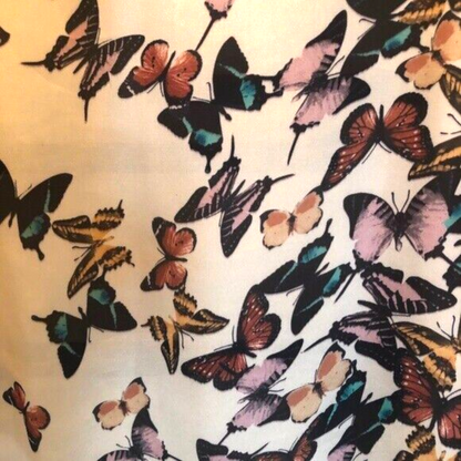 Pattern of colorful butterflies on a light background