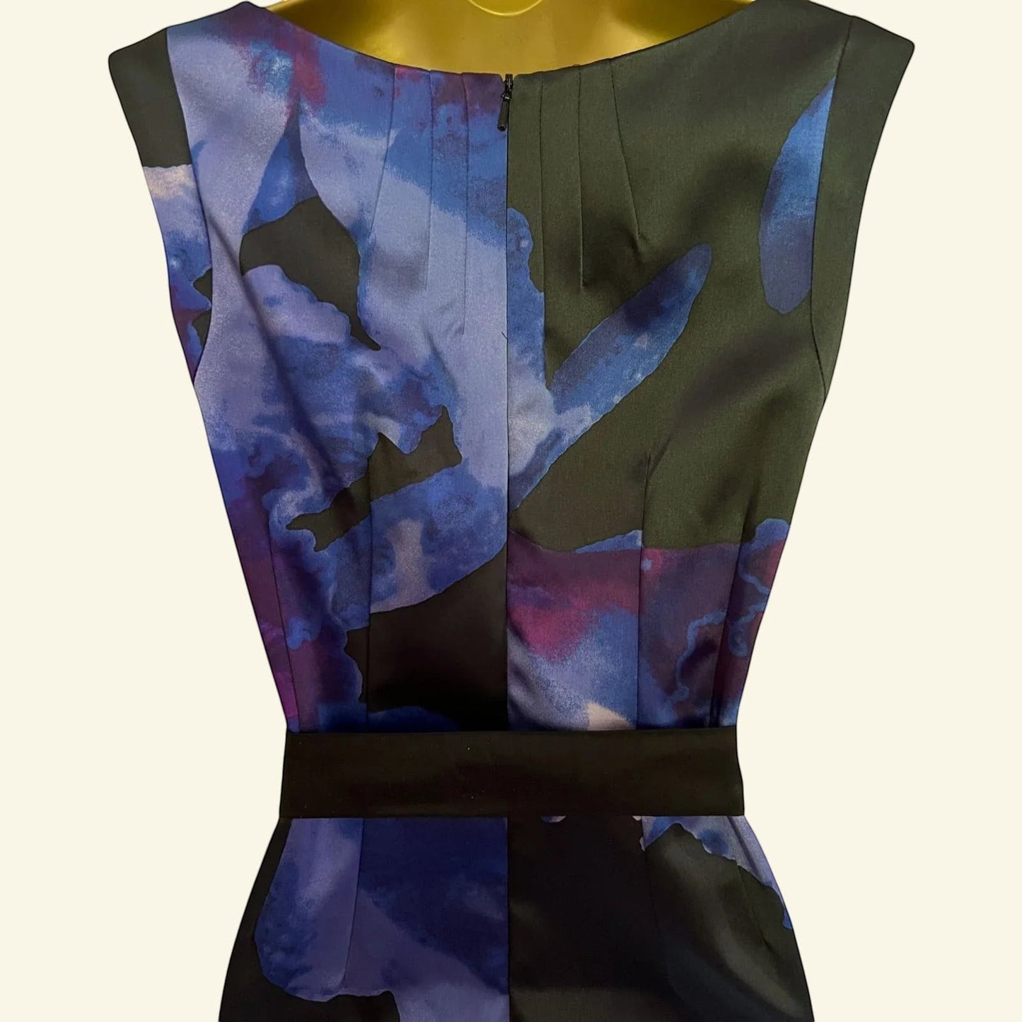 Coast Black & Blue Floral Satin Sleeveless Dress UK 10 US 6 EU 38 - Timelessfashions