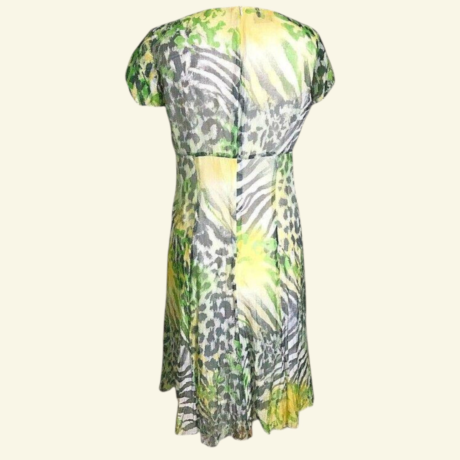 Gerry Weber Grey Lemon Embroidered Beaded Silk Empire Dress UK 18 US 14 EU 46 - Timelessfashions