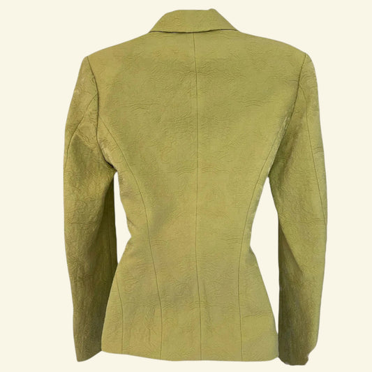 Karen Millen Lime Green Wool Mix Textured Shimmer Jacket UK 8 US 4 EU 36 - Timelessfashions