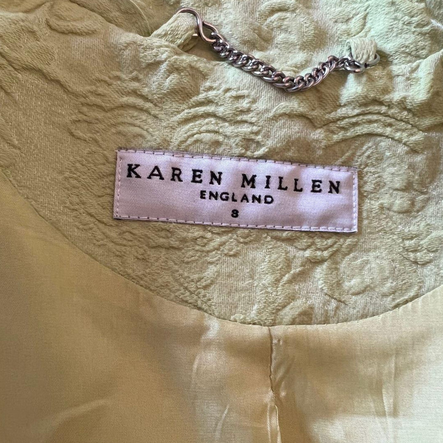 Karen Millen Lime Green Wool Mix Textured Shimmer Jacket UK 8 US 4 EU 36 - Timelessfashions