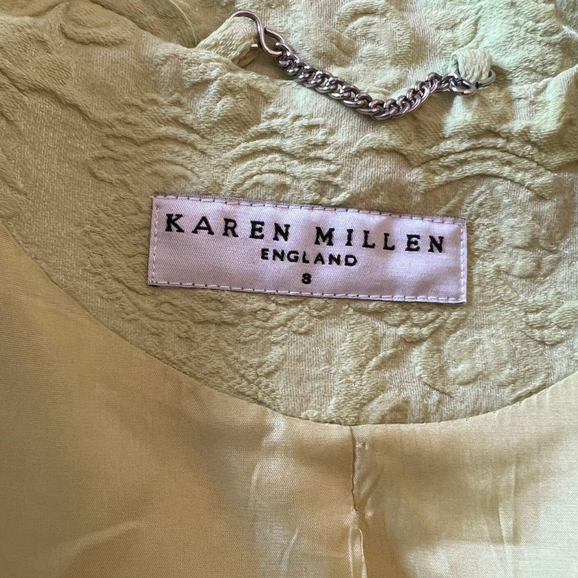 Karen Millen Lime Green Wool Mix Textured Shimmer Jacket UK 8 US 4 EU 36 - Timelessfashions
