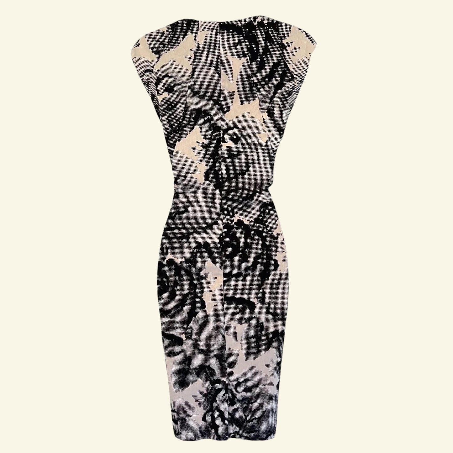 Phase Eight Black & White Mono Floral Stretch Bodycon Dress UK 10 US 6 EU 38 - Timelessfashions