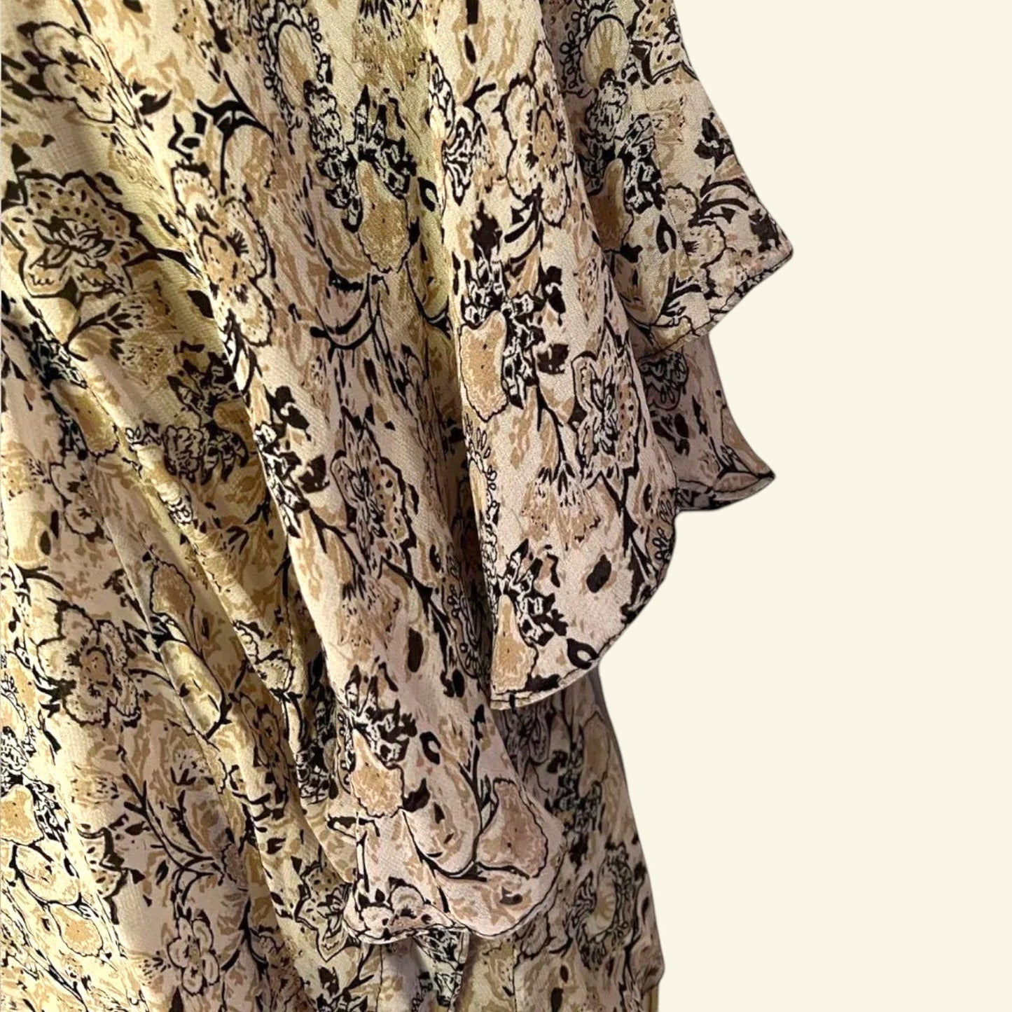 Zara Black & Cream Sheer Chiffon Floral Top Size M UK 12 US 8 EU 40 - Timelessfashions