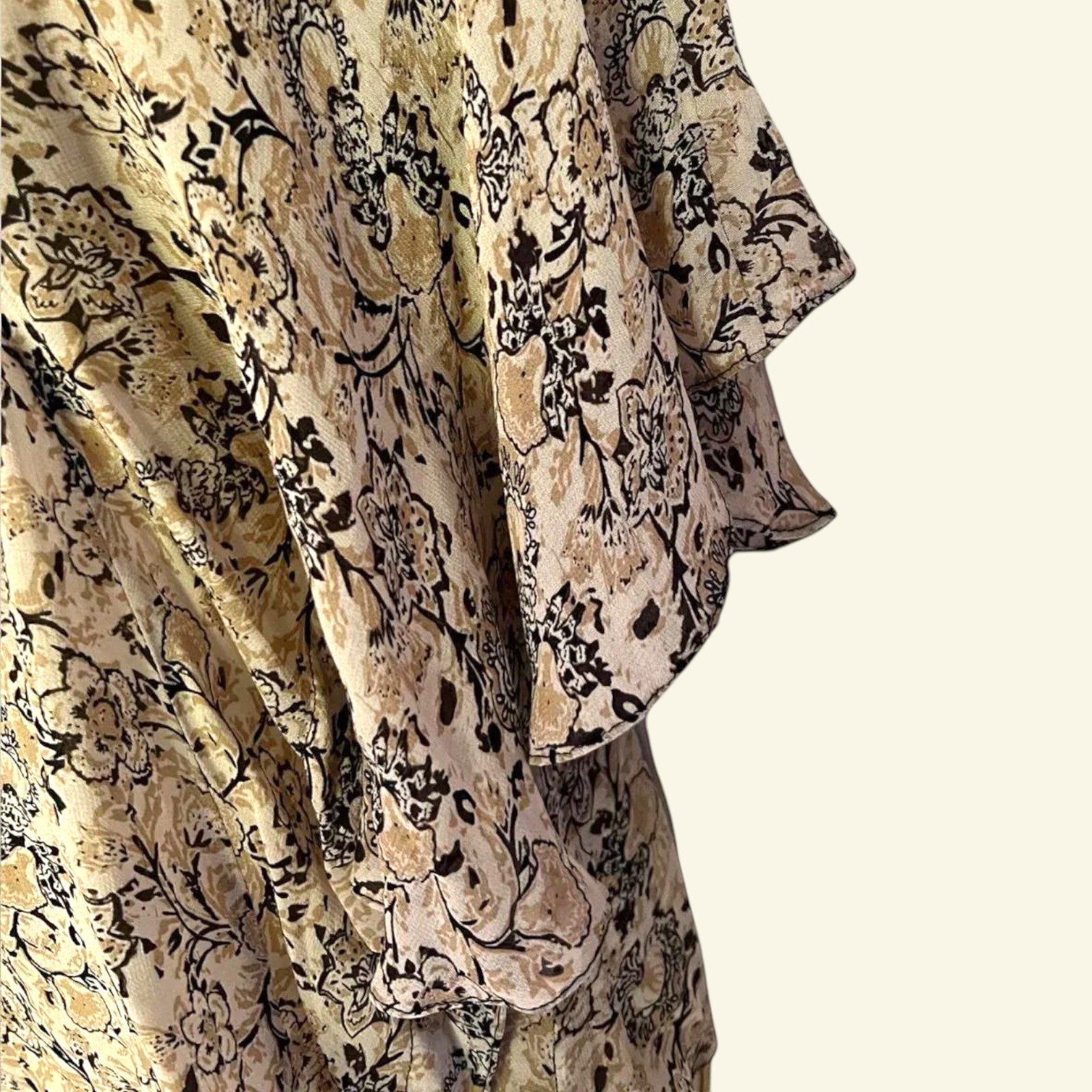 Zara Black & Cream Sheer Chiffon Floral Top Size M UK 12 US 8 EU 40 - Timelessfashions