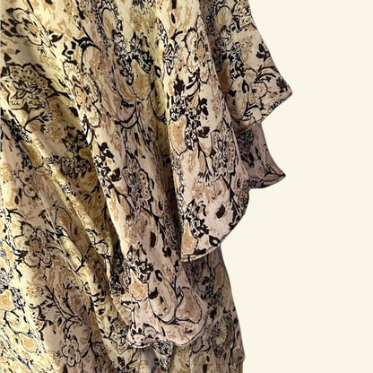 Zara Black & Cream Sheer Chiffon Floral Top Size M UK 12 US 8 EU 40 - Timelessfashions