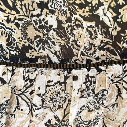 Zara Black & Cream Sheer Chiffon Floral Top Size M UK 12 US 8 EU 40 - Timelessfashions
