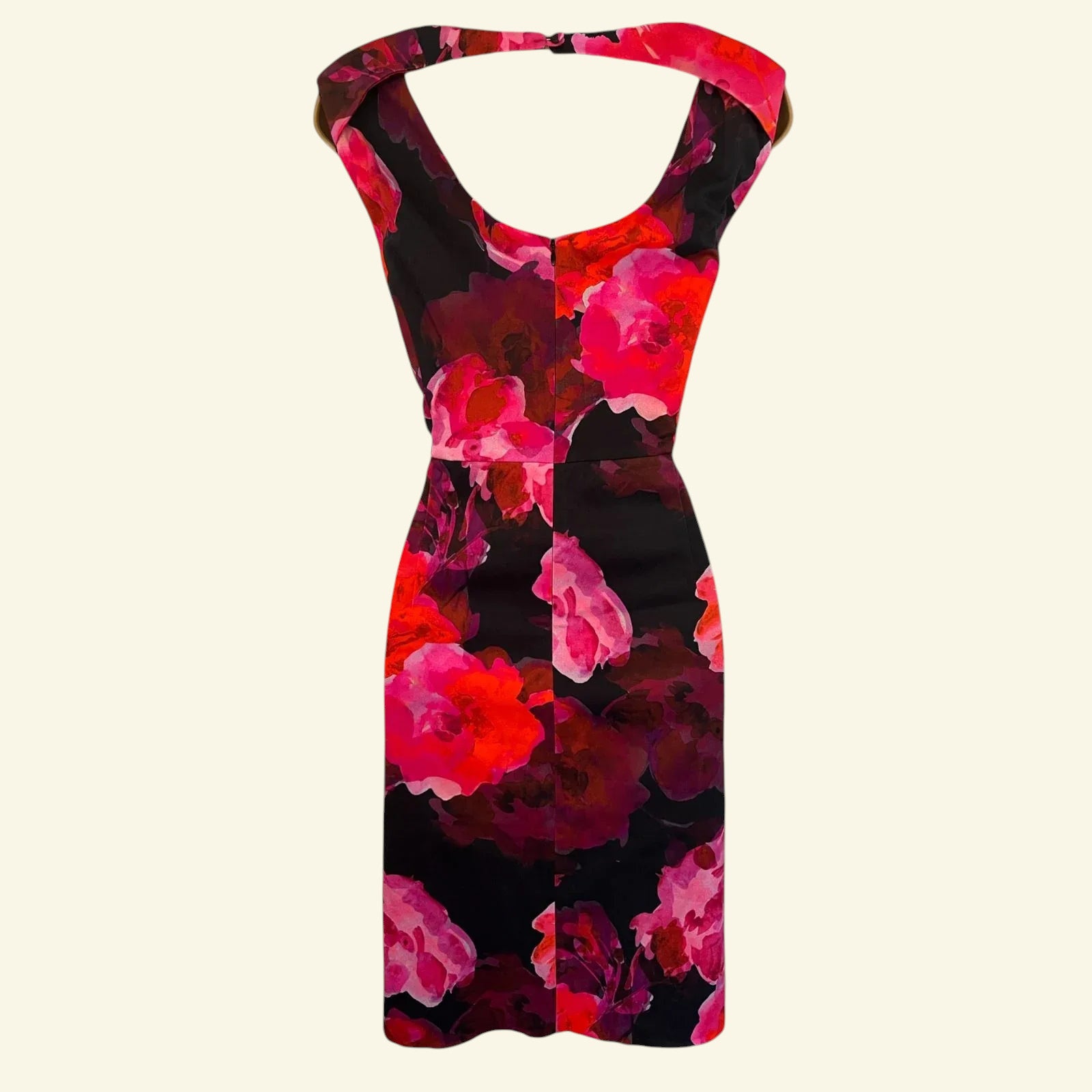 Phase Eight Pink & Black Floral Sleeveless Stretch Cotton Dress UK 14 US 10 EU 42 - Timelessfashions
