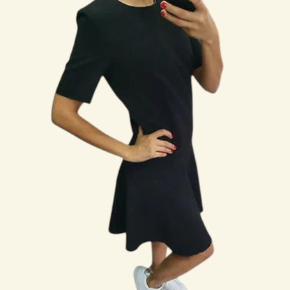 COS Black Short Sleeve Drop Waist Skater Dress UK 10 US 8 EU 38 - Timelessfashions