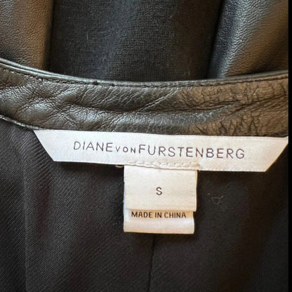 Diane von Furstenberg Womens Black Ellie Leather Dress UK 10 US 6 EU 38 - Timelessfashions
