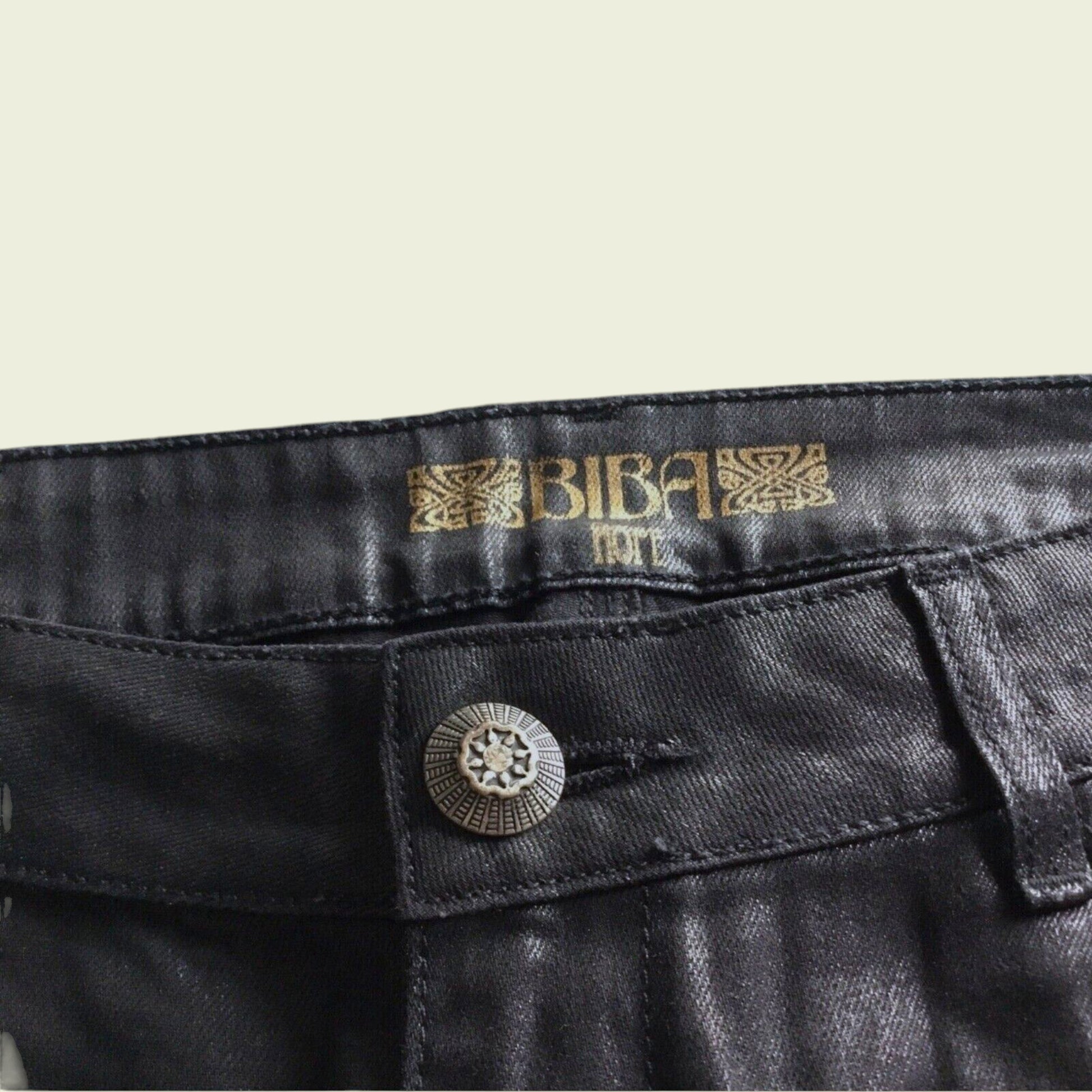 Gold Biba label o n black jeans