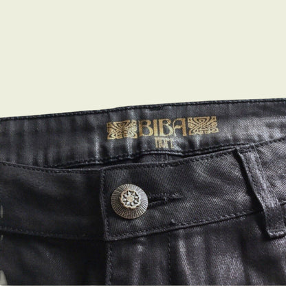 Gold Biba label o n black jeans