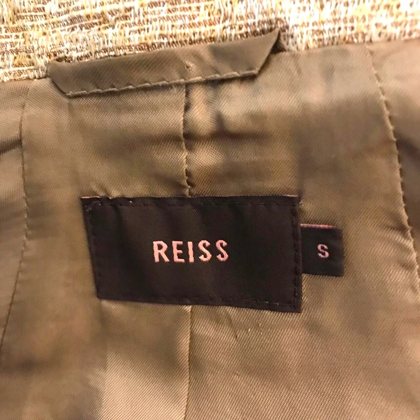 Reiss Cuba Gold Cotton Rich Short Box Jacket UK 8/10 US 4/6 EU 36/38 - Timelessfashions