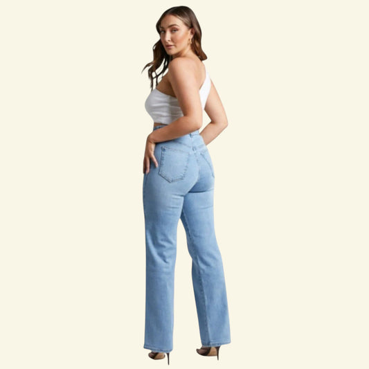 Pomodoro Blue Denim, Stretch Straight Leg Jeans UK 18 US 14 EU 48 - Timelessfashions
