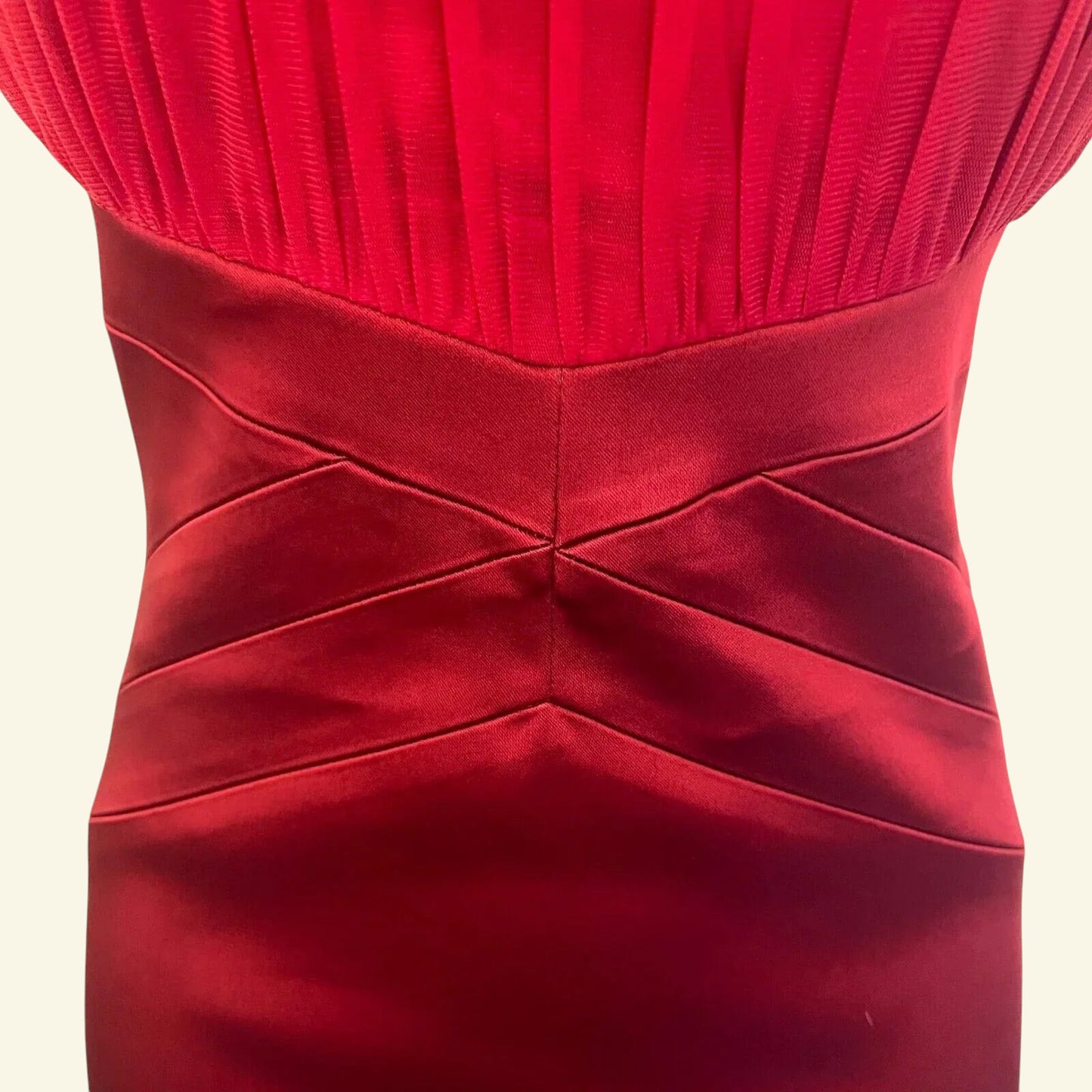 Jax Red Satin & & Mesh Ruched Bodice Cocktail Dress UK 12 US 8 EU 40 - Timelessfashions