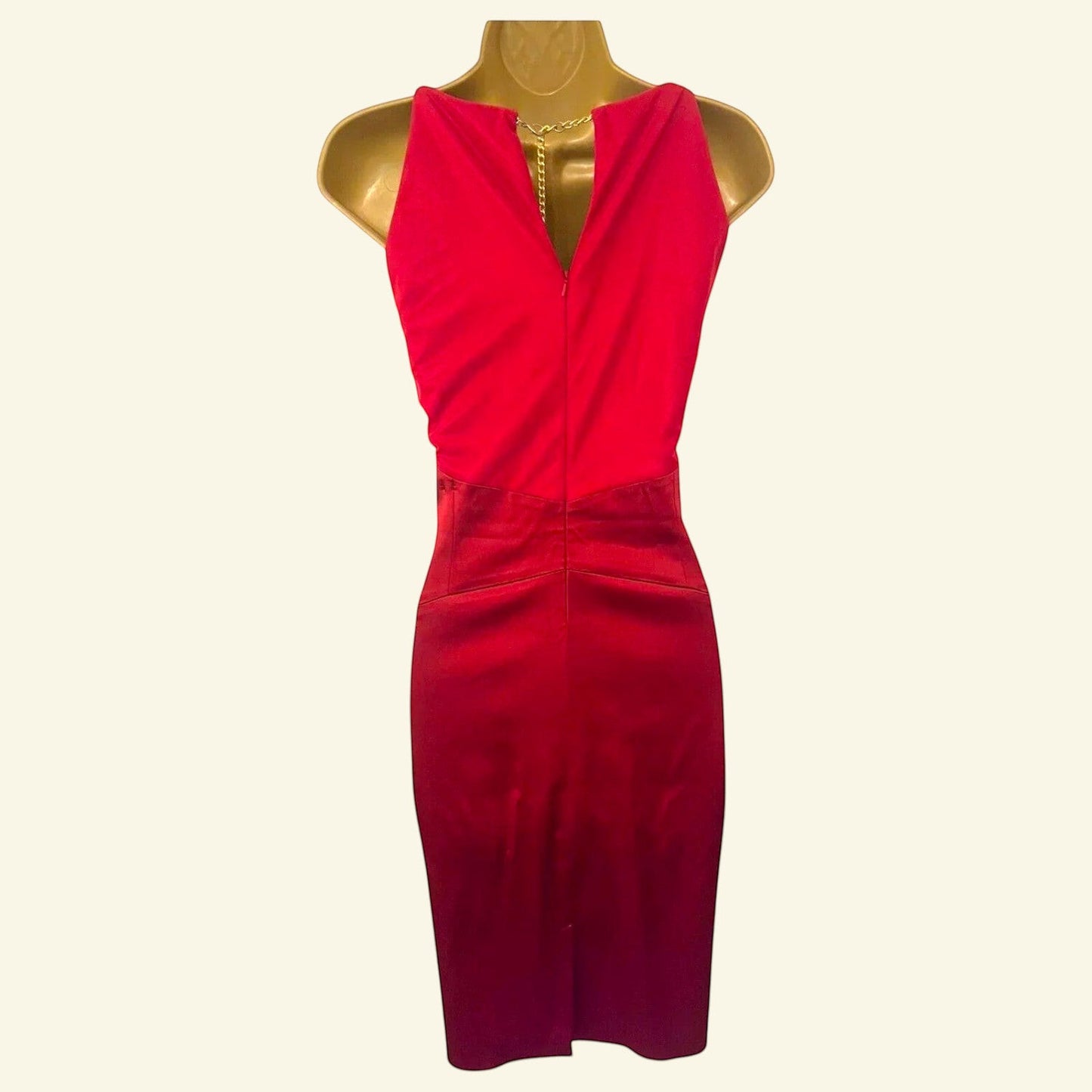 Jax Red Satin & & Mesh Ruched Bodice Cocktail Dress UK 12 US 8 EU 40 - Timelessfashions