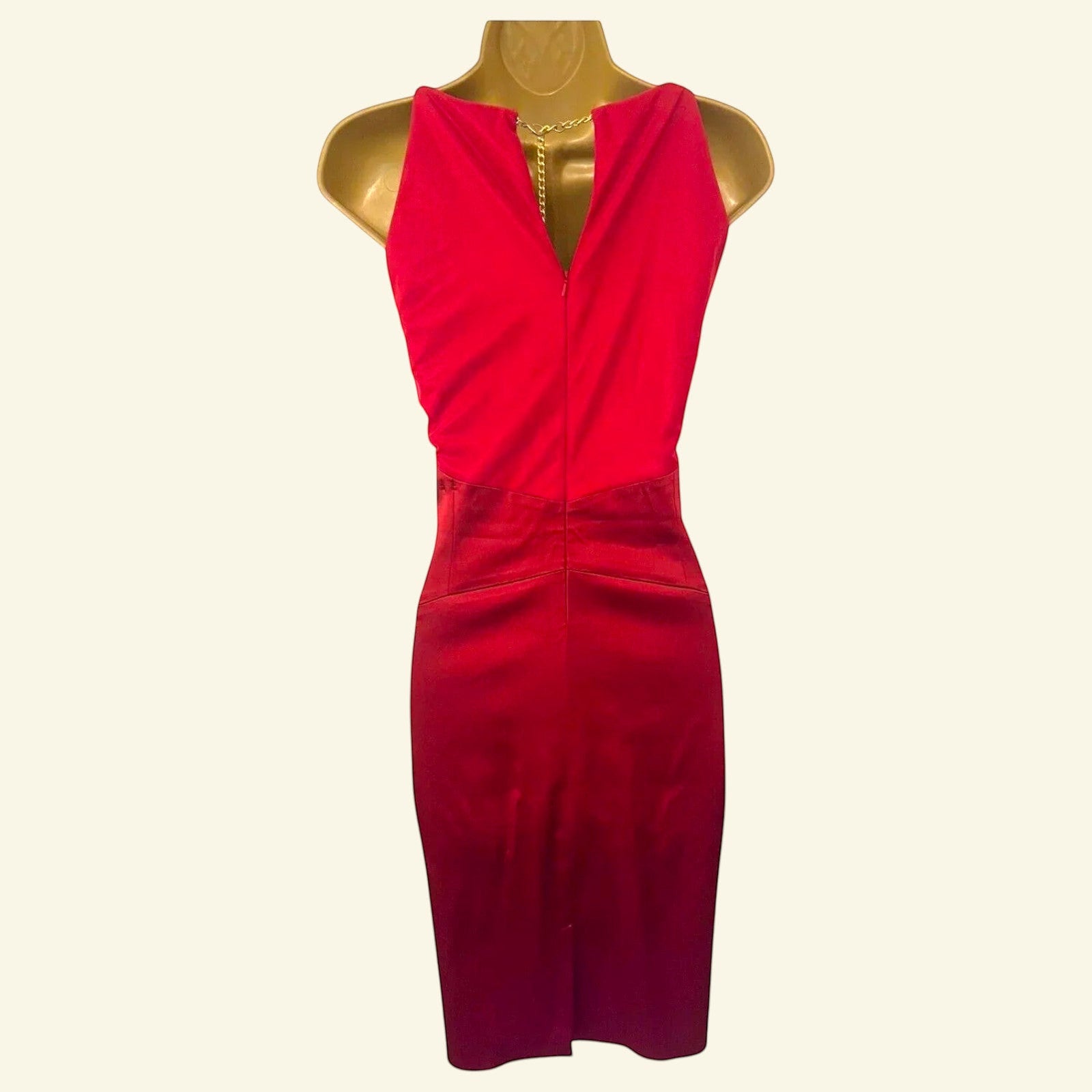 Jax Red Satin & & Mesh Ruched Bodice Cocktail Dress UK 12 US 8 EU 40 - Timelessfashions