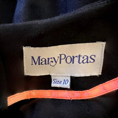 Mary Portas Black & Navy Dress, Faux Leather Panel UK 10 US 6 EU 38 - Timelessfashions