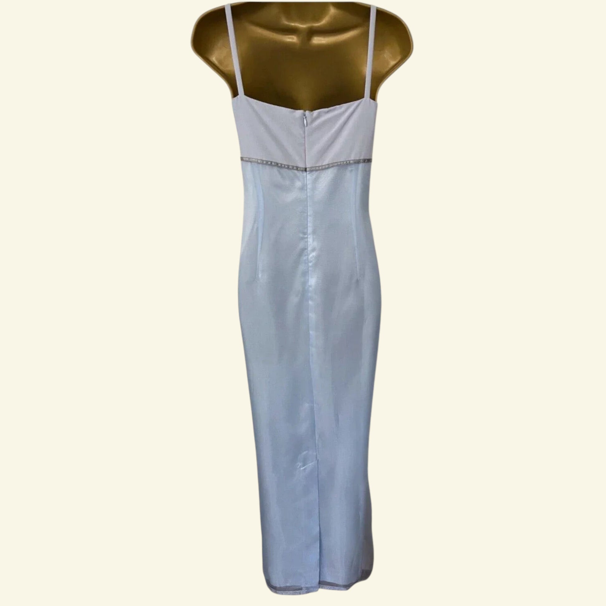 Zapa Ice Blue Long Organza Snowflake Dress UK 12 US 8 EU 40 - Timelessfashions