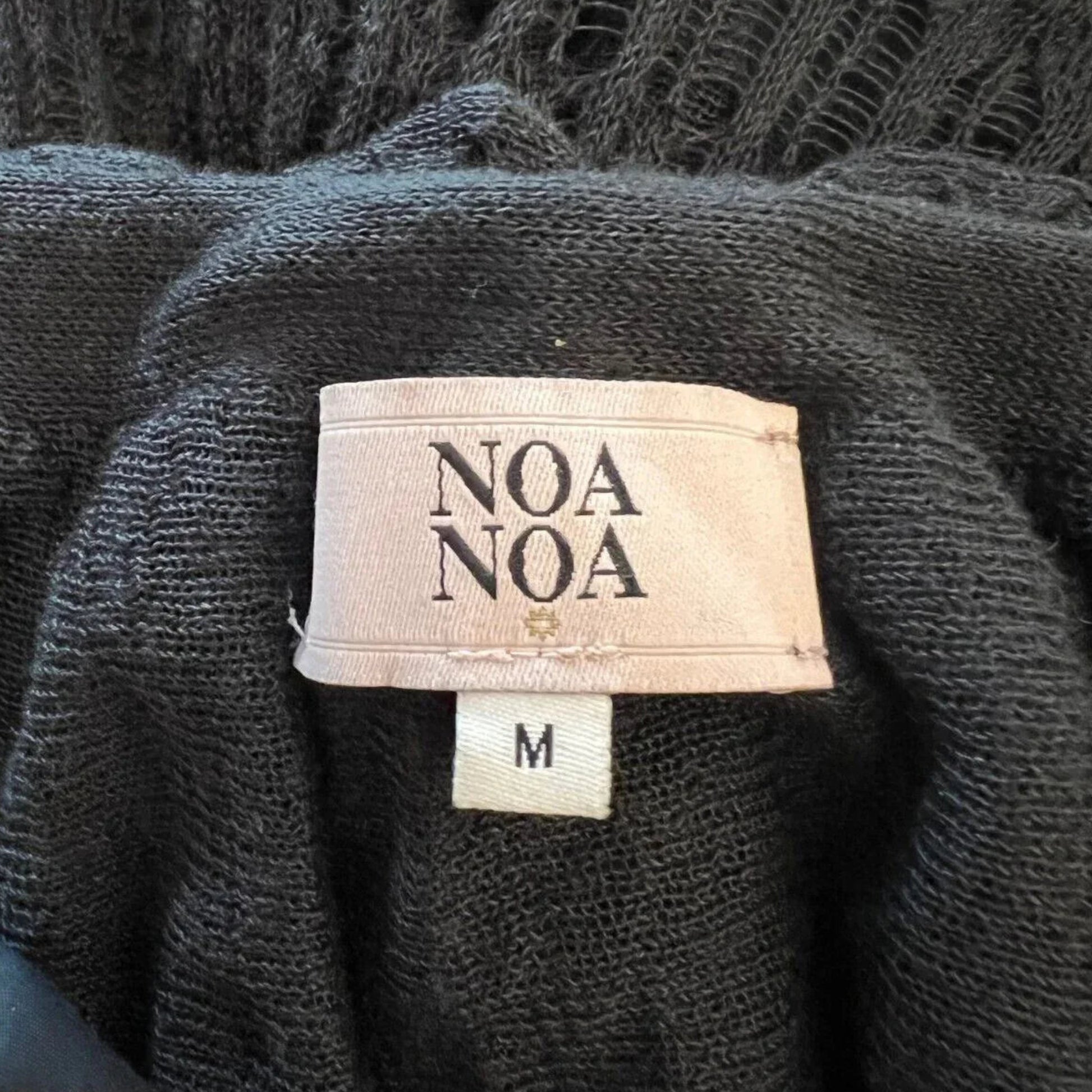 Noa Noa Black Lacy Fine Knit Top UK 12 EU 40 US 8 - Timelessfashions
